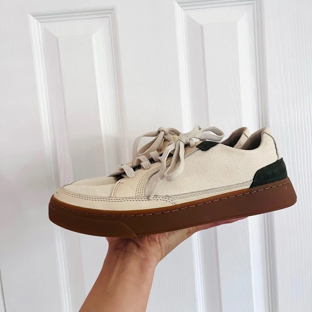 Timberland Earthkeepers Leather Canvas Women's Sneakers Beige Green Size 8.5